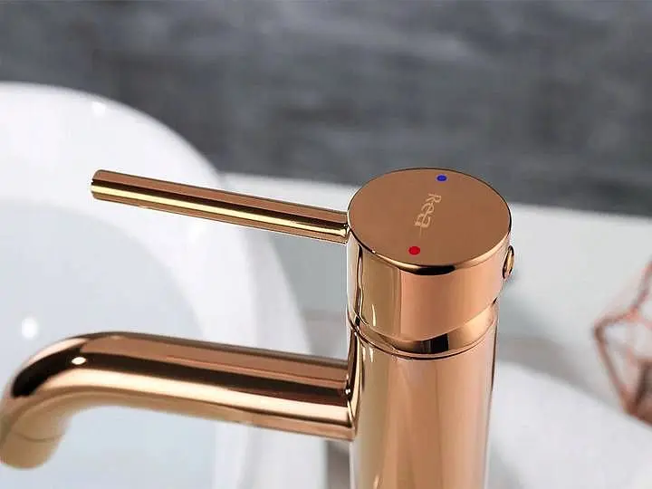 Змішувач для умивальника Rea Lungo rose gold рожевий золото високий REA-B6321, Теплий захід сонця - фото 4