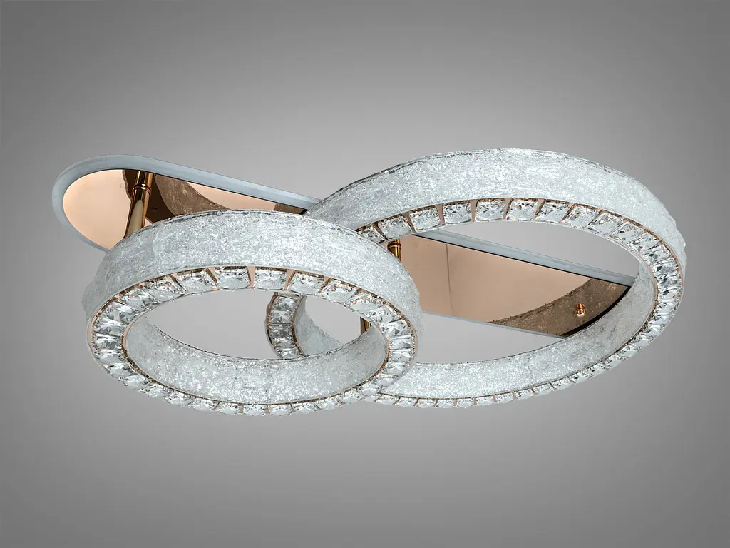 Сучасна стельова LED люстра Diasha 663/600+400GD золото 100 W з пультом 90 см 14-20 м2 - фото 4