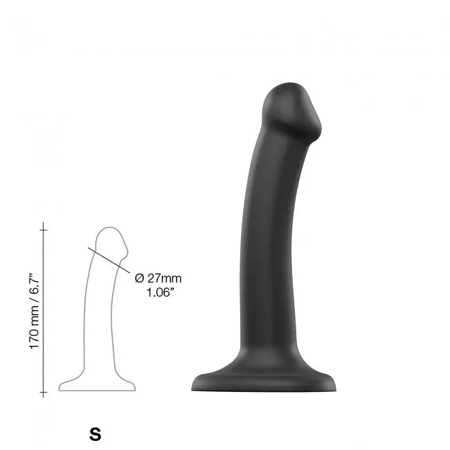 Фалоімітатор Strap-On-Me Bendable Double Density S 17 см чорний - фото 4