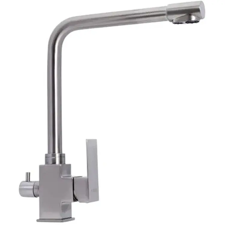 Змішувач Platinum KT 0066 з функцією фільтра поворотний двоважільний з нержавіючої сталі сірий (000036384) - фото 1