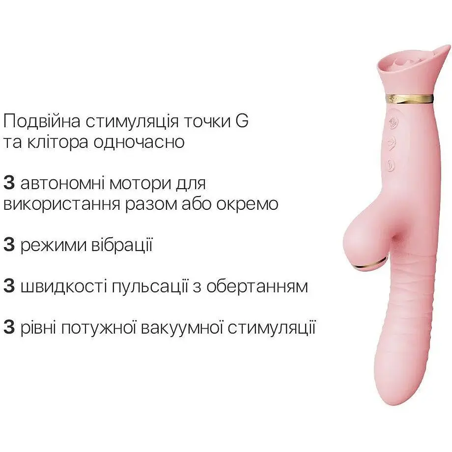 Пульсатор-вибратор с вакуумной стимуляцией клитора Zalo Rose Thruster Strawberry Pink - фото 4
