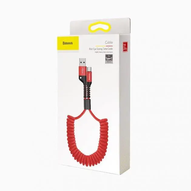 Кабель Baseus Fish Eye Spring Cable USB to Type-C 2A 1m CATSR-09 Red - фото 3