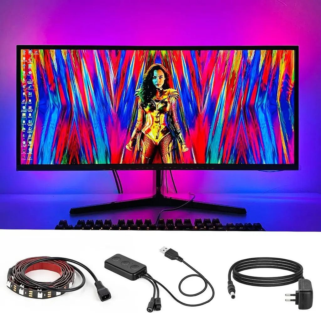 BTF-LIGHTING ПК Світлодіодне підсвічування Мікросхема WS2812B RGB IC для 13–39 дюймів Синхронізація кольорів з чотирьох сторін - фото 2