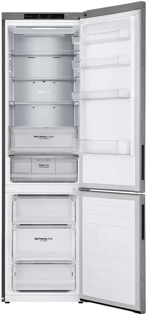 Холодильник LG GA-B509CCIM 203см 2дв холодильне відділення 277 л морозильне відділення 107 л A++ NF Інв,Зона свіж Диспл внутр,Сер. бетон (GA-B509CCIM) - фото 2
