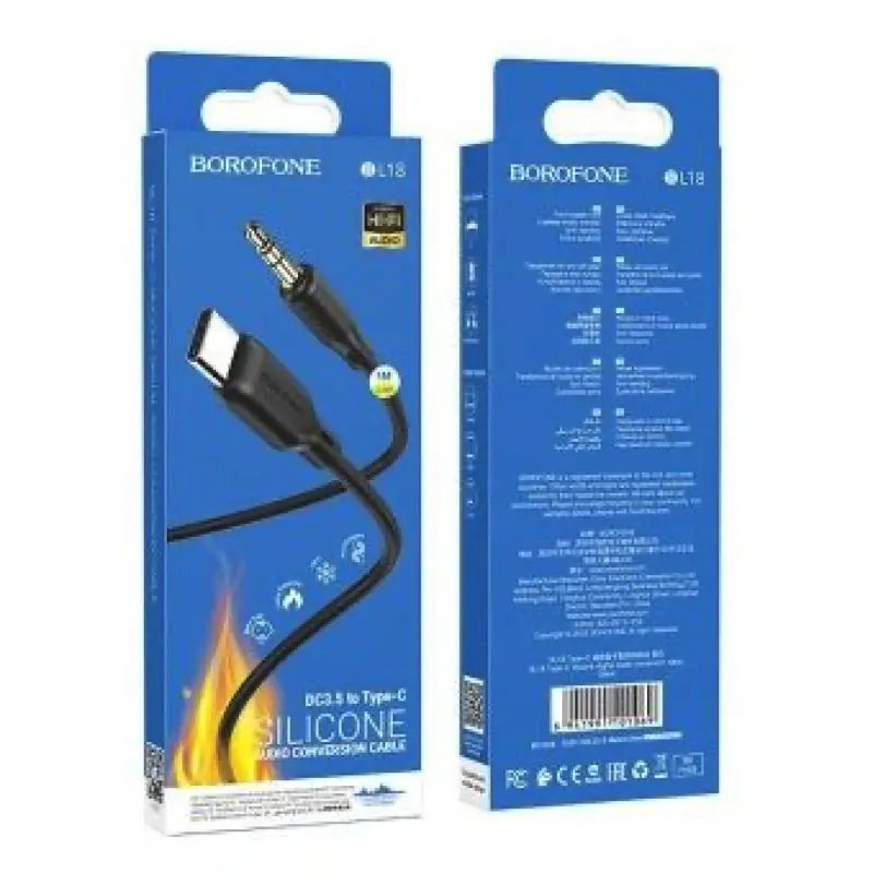 Аудіокабель Borofone BL18 Type-C silicone digital audio conversion cable чорний - фото 2