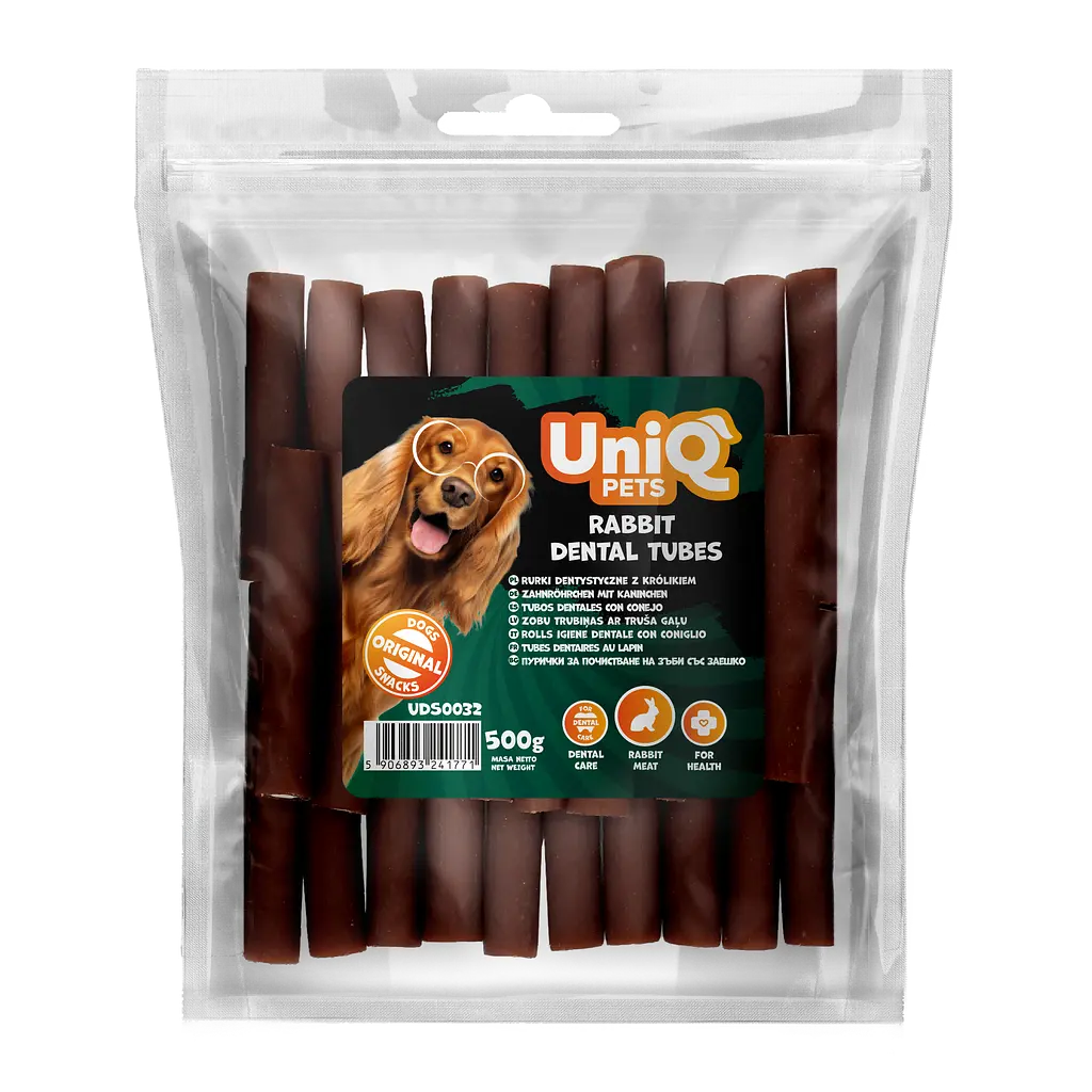 Ласощі для очищення зубів собак UniQ PETS DENTAL Сендвіч-трубочки з кролика, 500 г - фото 4