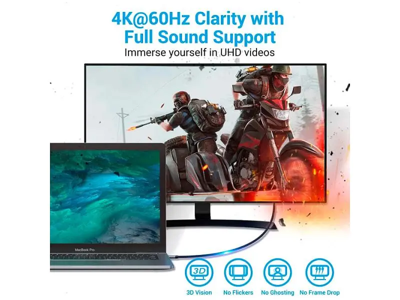 Кабель Vention USB Type-C to HDMI V2.0 2m Grey (CRBBH) - фото 9