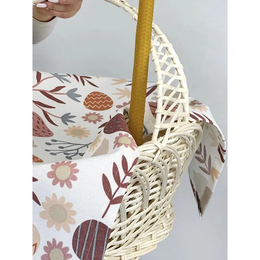 Пасхальная корзина Галичина белая с водоотталкивающим полотенцем 70х40 см Пасха и свеча - фото 8