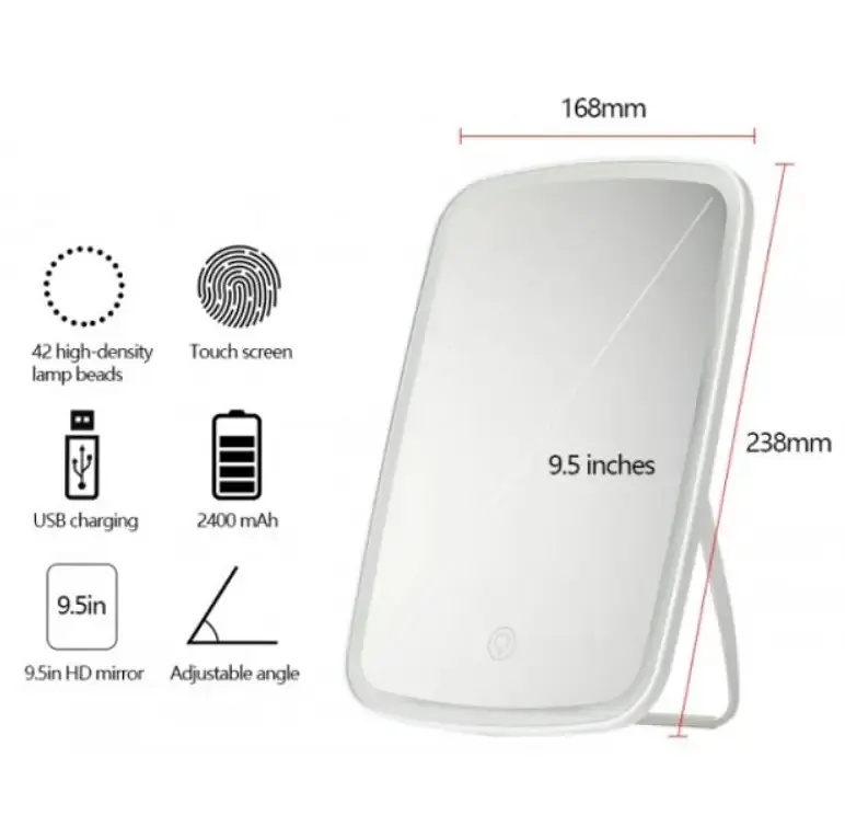 Зеркало косметическое настольное Salon Professional Makeup Mirror 33 светодиода USB или батарейки белый - фото 5