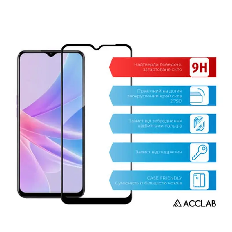 Скло захисне ACCLAB Full Glue Oppo A58 (1283126565144) - фото 3