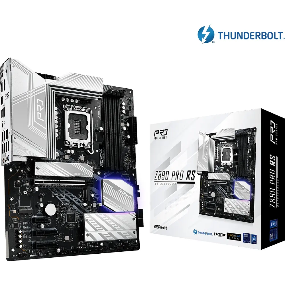 AsRock Z890 PRO RS (1851/Z890, 4*DDR5, PCIex16, HDMI/DP/TB4, 4xSATA, 4xM.2, 2.5Glan, 7.1c, ATX) - фото 6
