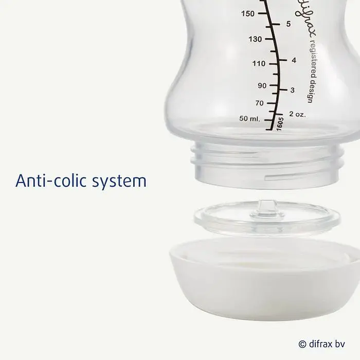 Скляна антиколікова пляшечка Difrax S-bottle Wide Blue з силіконовою соскою 310 мл (737FE Blue) - фото 3