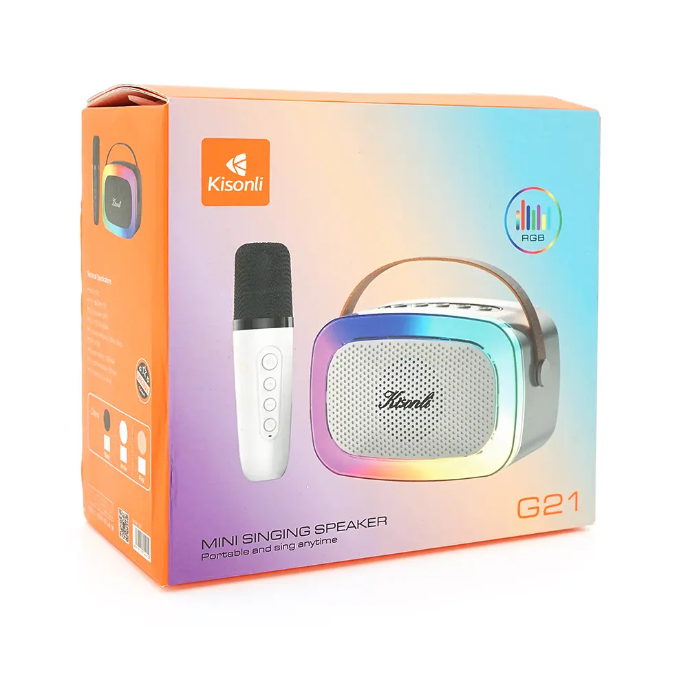 Колонка Kisonli G21 Bluetooth 5.0, 1х5W, 1800mAh, USB/TF/BT/LED/AUX, DC: 5V/1A, Black, BOX, Q45 - фото 2