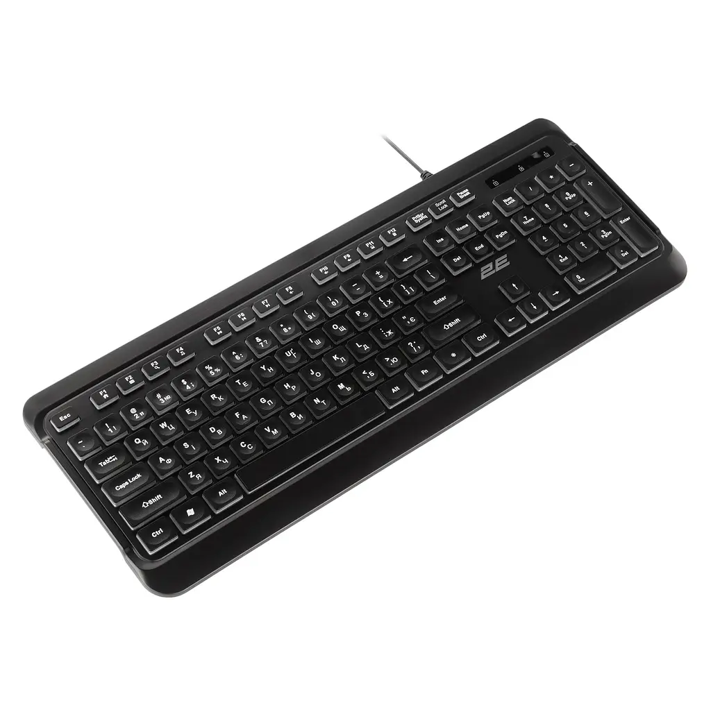 Клавіатура мембранна USB з LED-підсвіткою 2E KS-120 Black, 104key, USB-A, EN/UK, White LED - фото 9