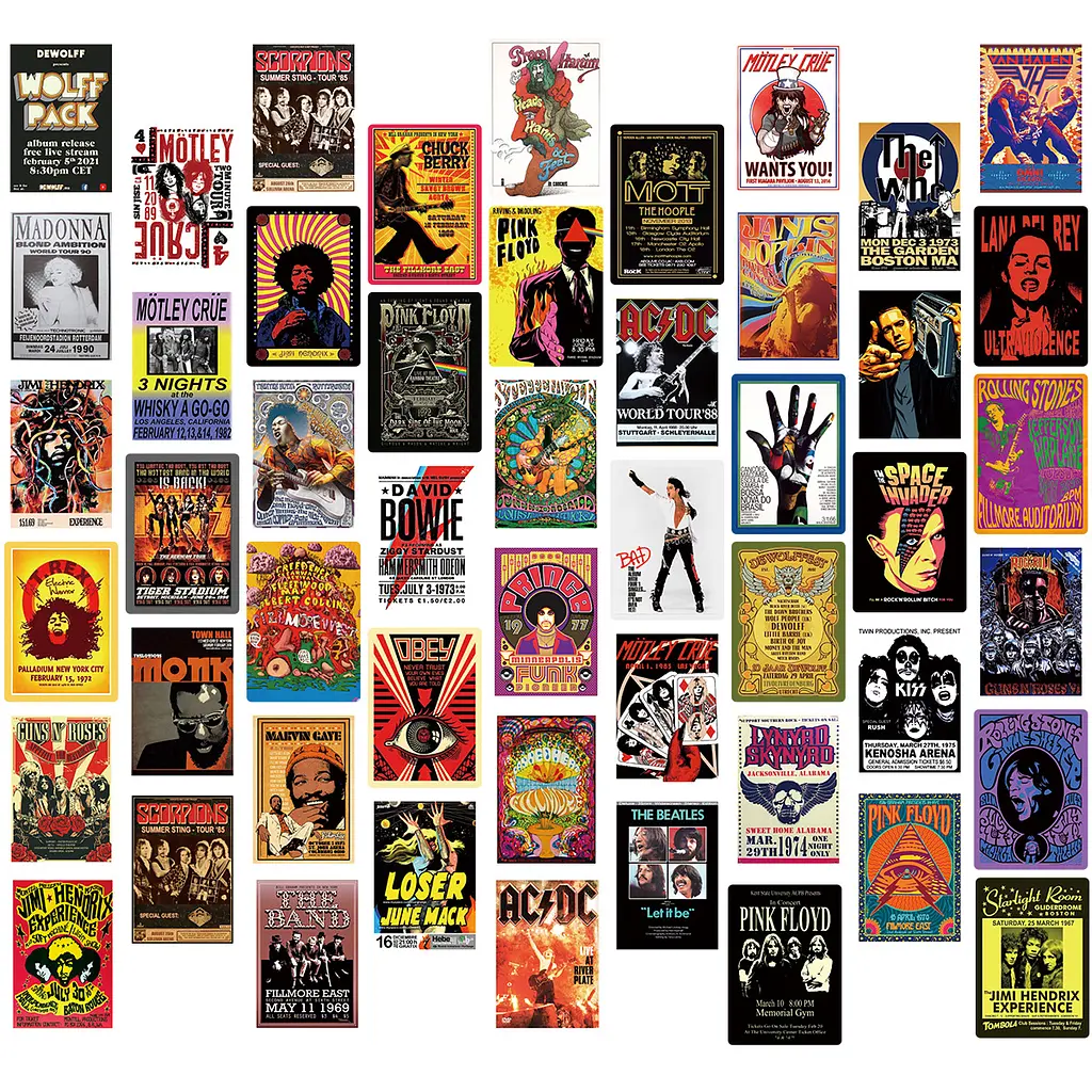 Стікерпак музика міні-постери Набір наклейок GeekLand music mini posters 50 штук - фото 2
