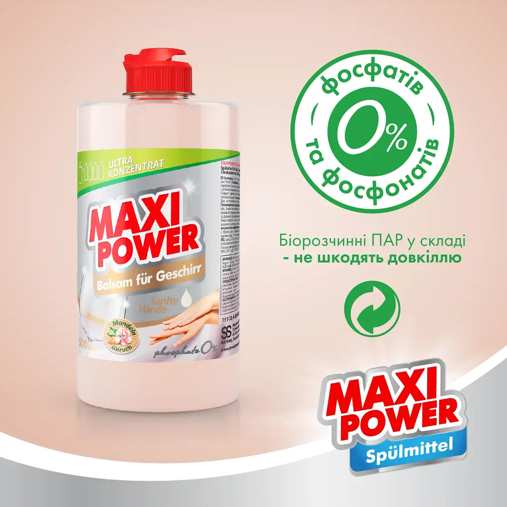 Засіб для миття посуду Maxi Power Мигдаль 500 мл - фото 5