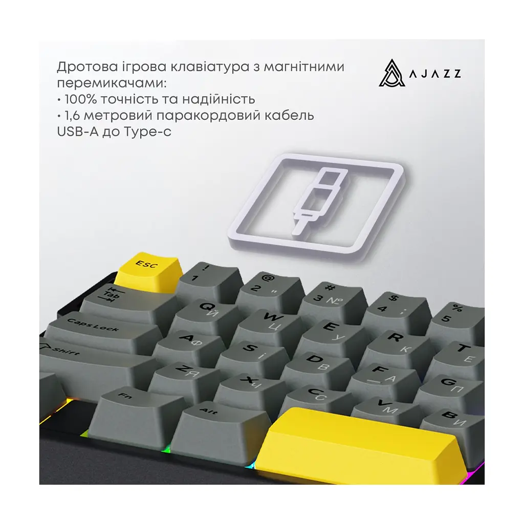 Клавіатура Ajazz AK029 Ice Island Magnetic Switch USB UA White/Blue (AK029-I-WB) - фото 9