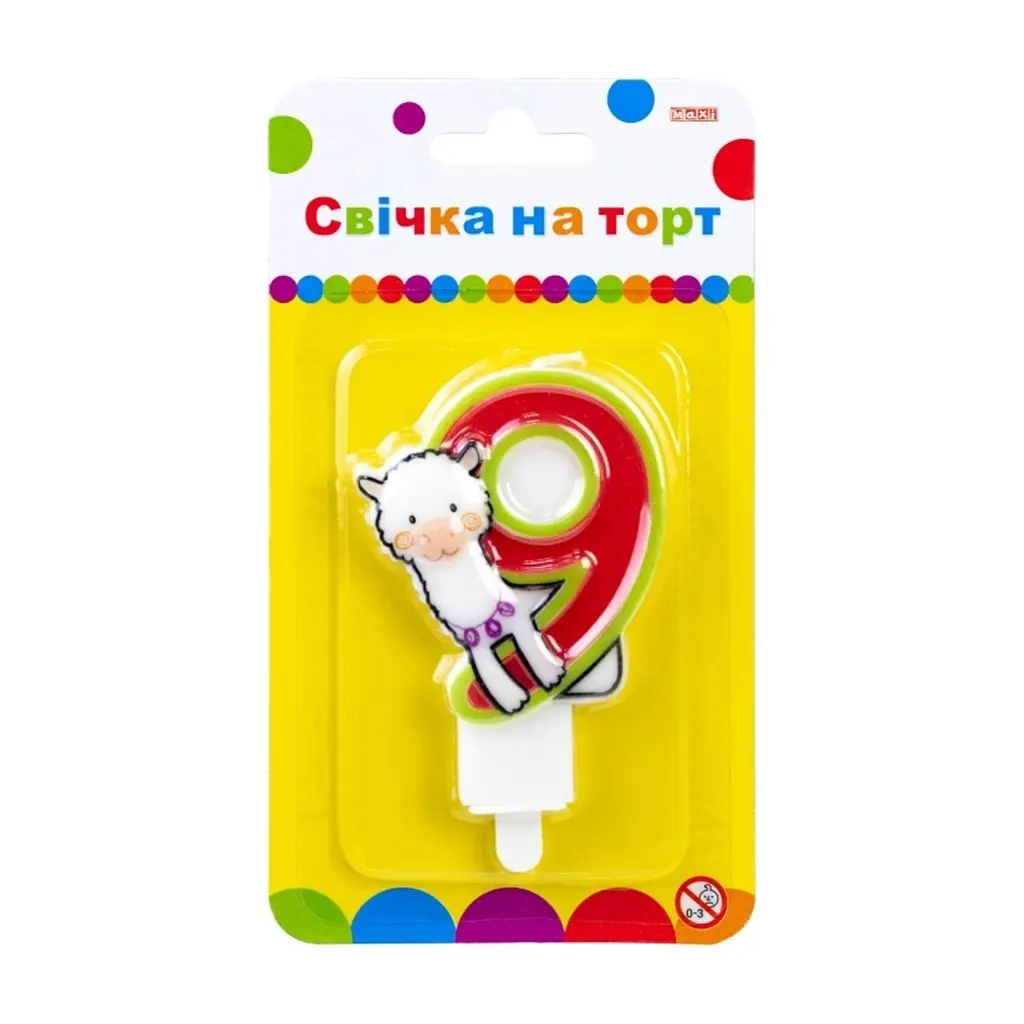 Свічка Maxi Llama "9" висотою 7,62 см (MX622068-9)