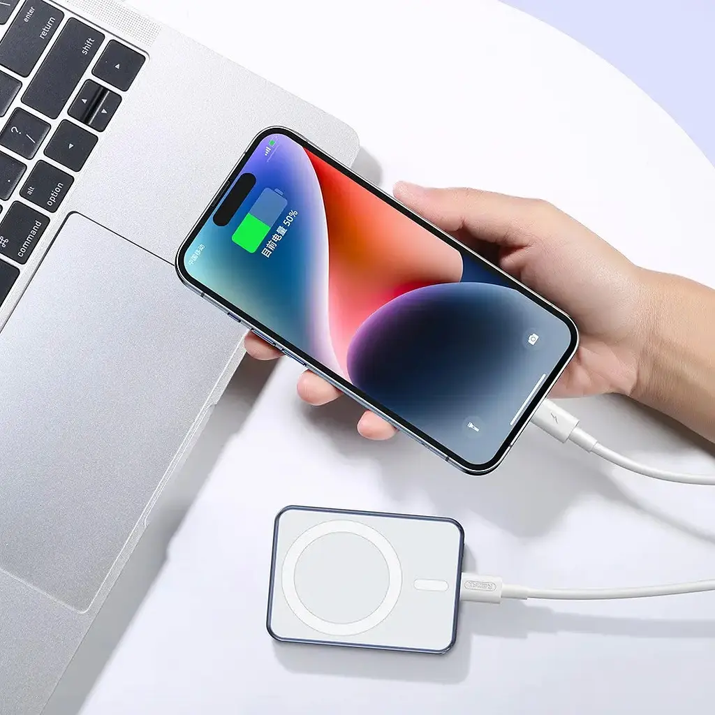 Міні повербанк Remax 5000mAh 20W із MagSafe RPP-509 зі швидкою зарядкою PD+QC USB-C, Білий - фото 7