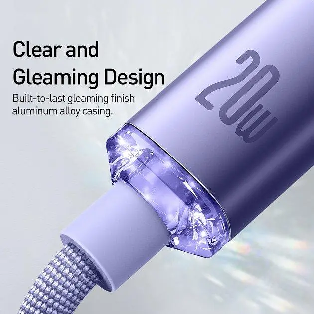 Кабель Baseus Crystal Shine Series Fast Charging Data Cable Type-C to iP 20W 1.2m CAJY000205 Purple - фото 6