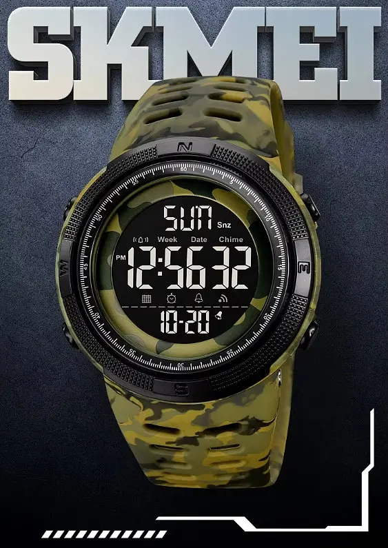 Чоловічий наручний годинник Skmei 2070 спортивні Green Camo, 2070CMGN (19151) - фото 3