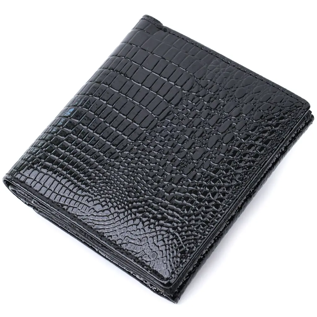 Компактний жіночий гаманець з натуральної лакованої шкіри ST Leather 22688 чорний - фото 6