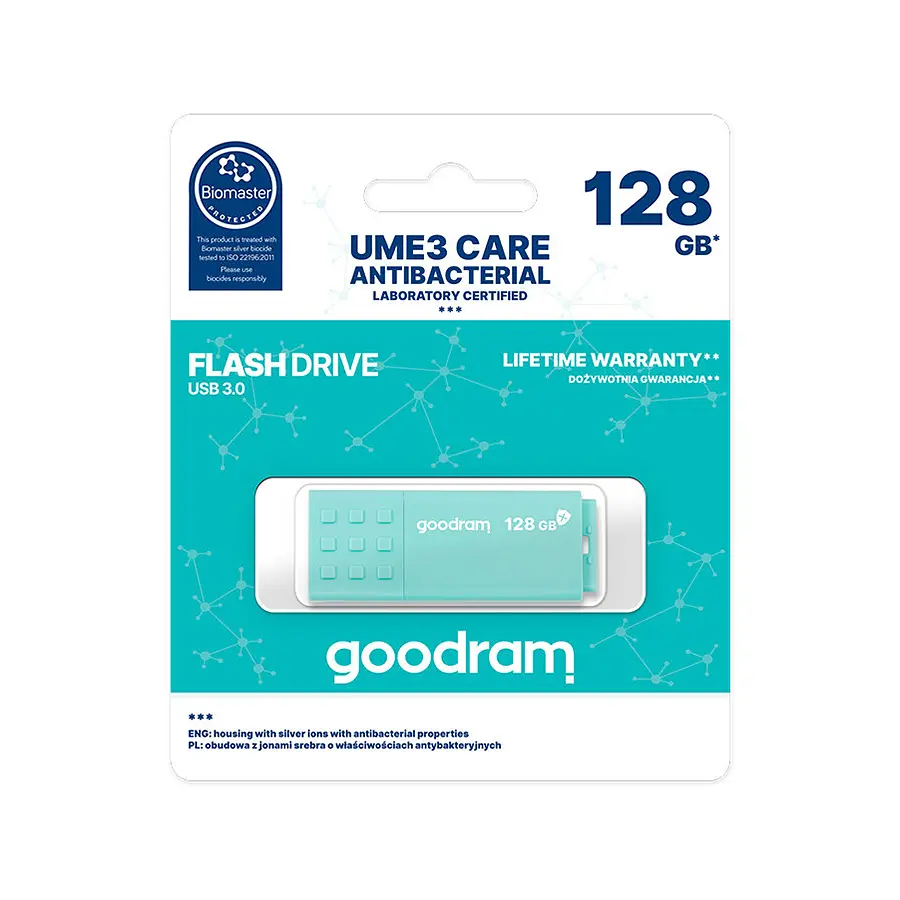 USB Flash GoodRAM 128GB USB 3.0 UME3 CARE Antibacterial, Retail - фото 3