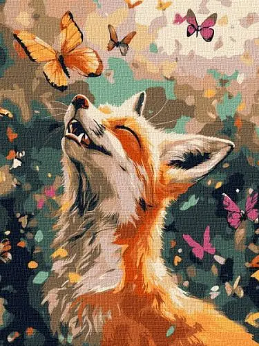 Картина за номерами - Весела лисичка з фарбами металік extra art_selena_ua
