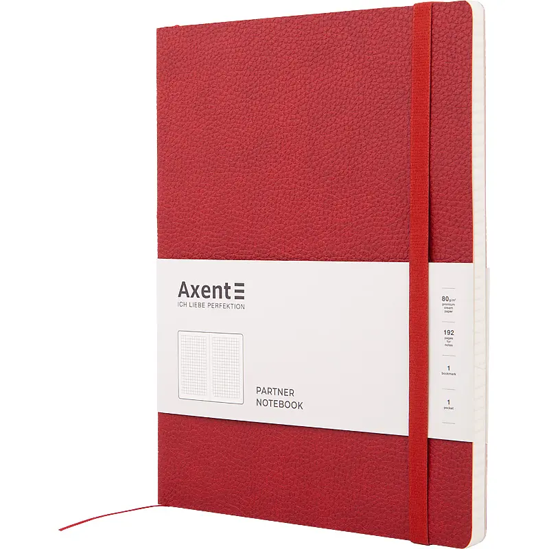 Книга записная Axent Partner Soft L клетка 190x250 мм 96 листов красная (8615-06-A) - фото 2