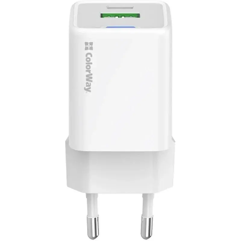 Зарядний пристрій ColorWay USB-C PD20W + 1xUSB QC4.0 white (CW-CHS062PD-WT) - фото 3
