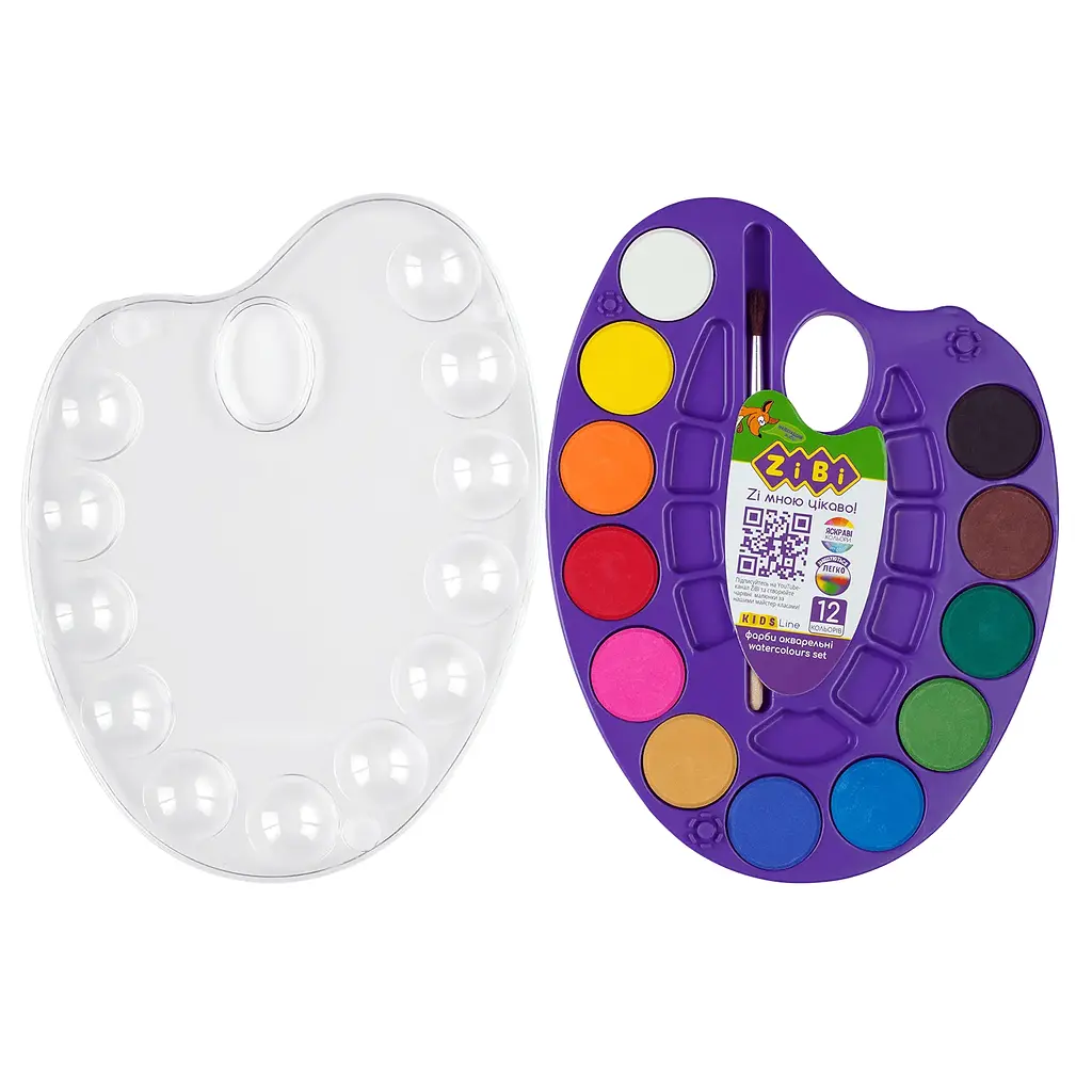 Акварельні фарби на палітрі ZiBi Kids Line 12 кольорів (ZB.6558-07) - фото 2