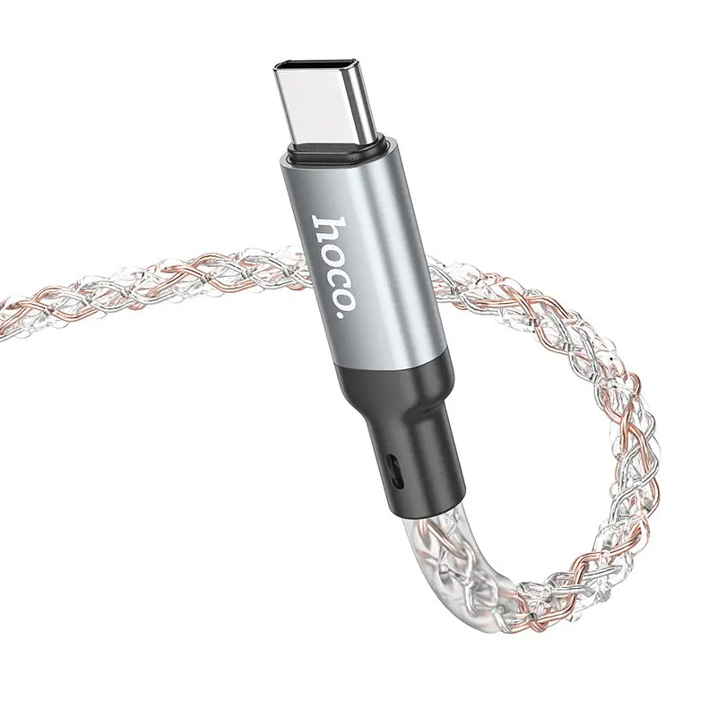 Дата кабель Hoco U 112 Shine Type-C to Type-C 60 W (1 m) Gray - фото 5
