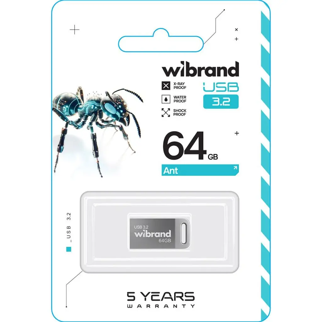 Flash Wibrand USB 3.2 Gen1 Ant 64GB Silver - фото 2