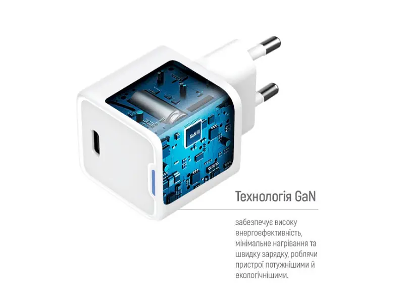 Мережевий зарядний пристрій ColorWay GaN Mini 35 W White (CW-CHS056PD-WT) - фото 4