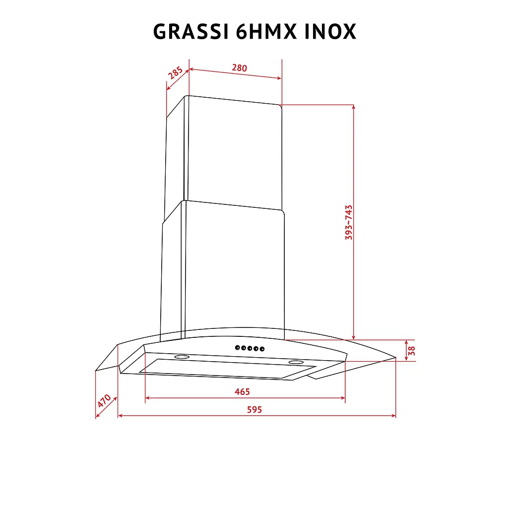 Витяжка декоративна зі склом PERFELLI GRASSI 6HMX INOX - фото 12