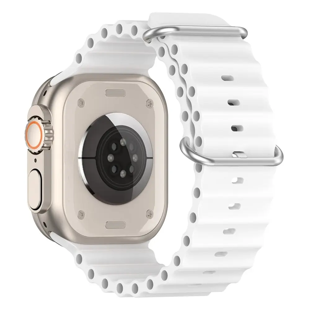 Силіконовий ремінець на смарт-годинник для Apple Watch 42,44,45,46,49 mm, Ocean Band, white, зі зручною застібкою, для годинника епл вотч, спортивний, ArmorStandart (ARM74249) - фото 3