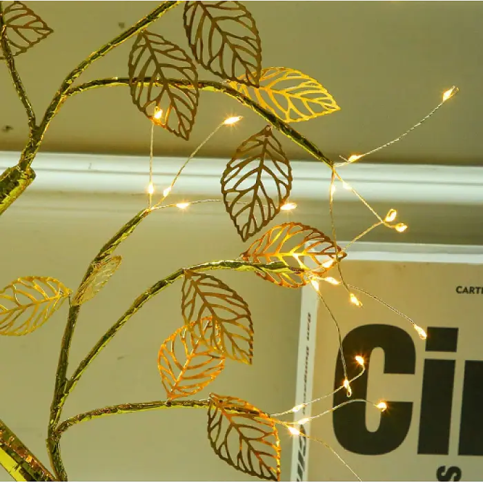 Світильник нічник Bonsai LED Дерево Роса 50 см з підсвіткою, USB та батарейки, сріблястий - фото 6