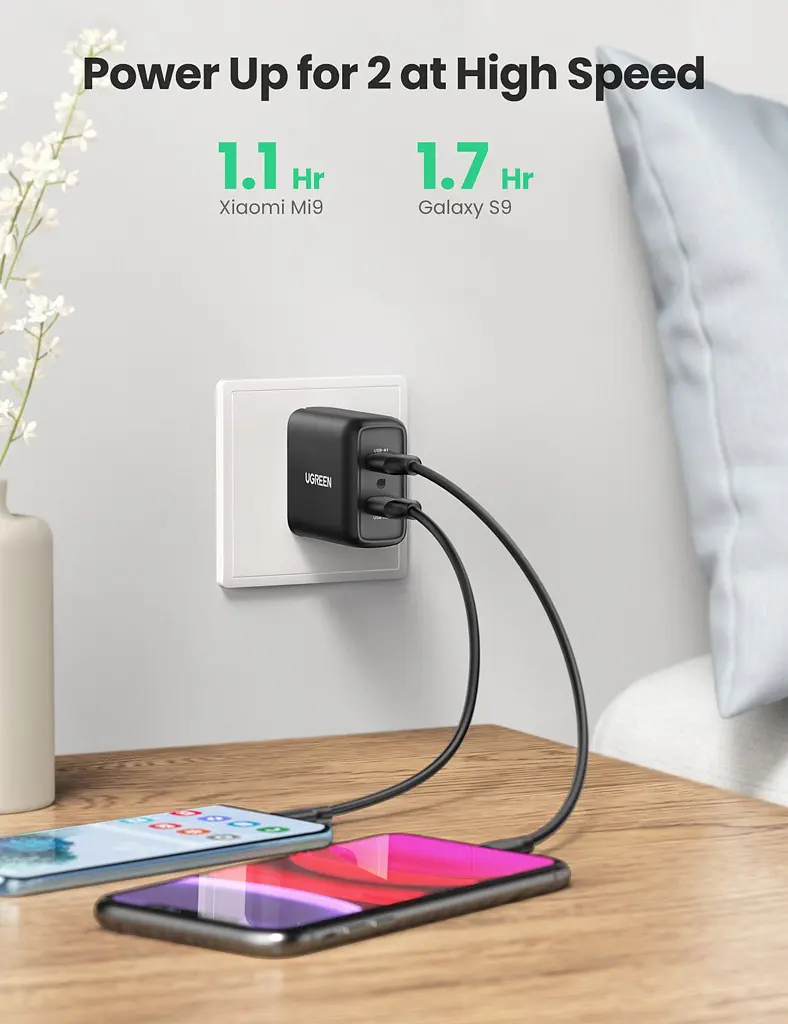 Зарядний пристрій 2xUSB 36W USB A, QC 3.0 Fast Charger чорний CD161 Ugreen - фото 7