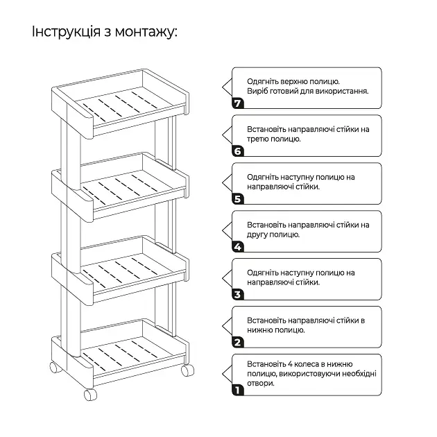 Етажерка чотириярусна на колесах MVM, біла (FH-04 WHITE) - фото 9