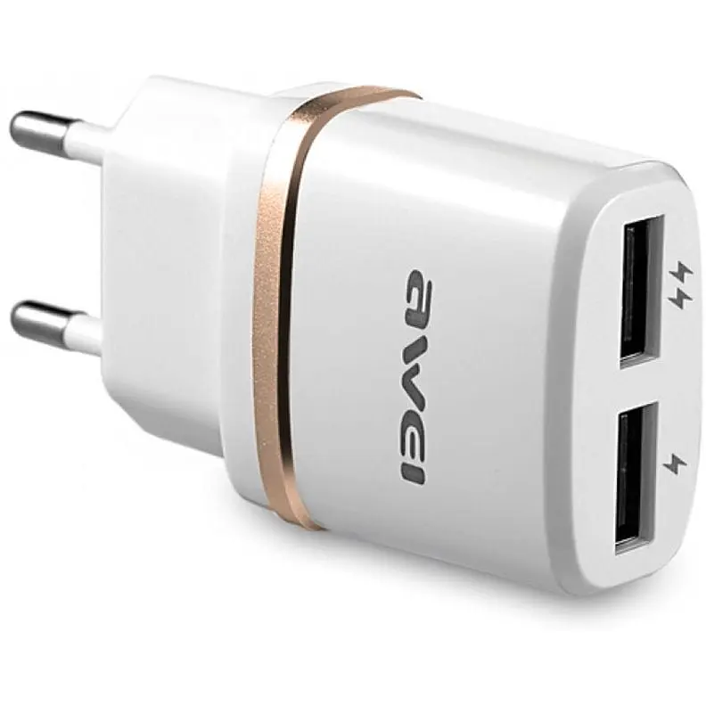 Сетевое зарядное устройство AWEI C-930 Travel charger 2USB 2.1A White/Silver - фото 3