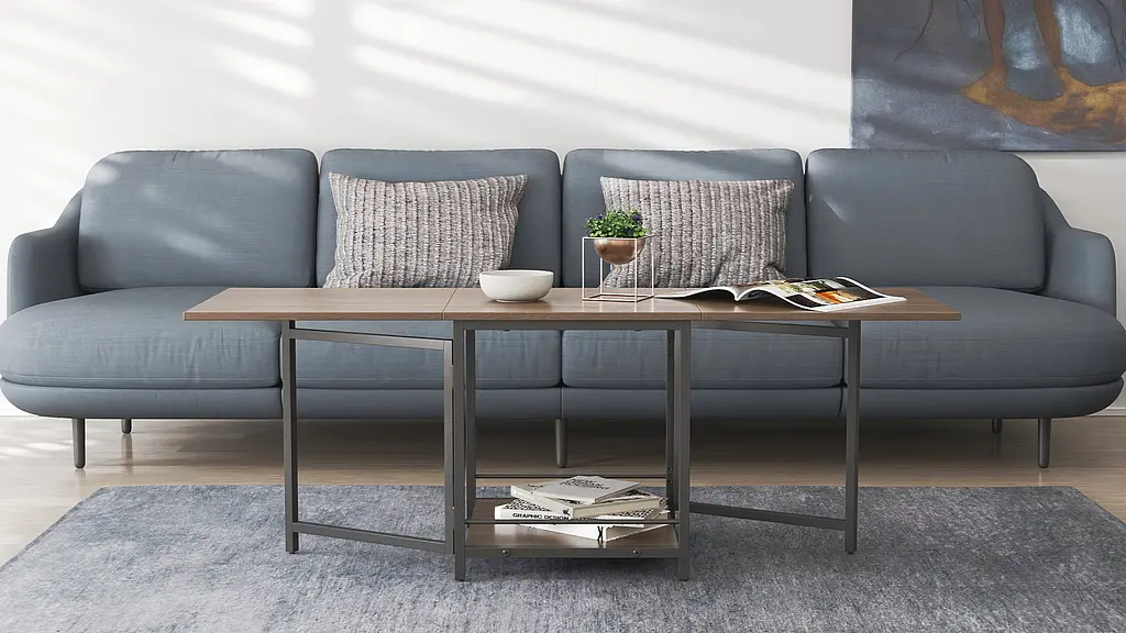 Стол журнальный трансформер Куб Комбо Ferrum-decor 540x532x500 Черный металл ДСП Дуб Сонома Трюфель 16 мм (FRD-105154) - фото 3