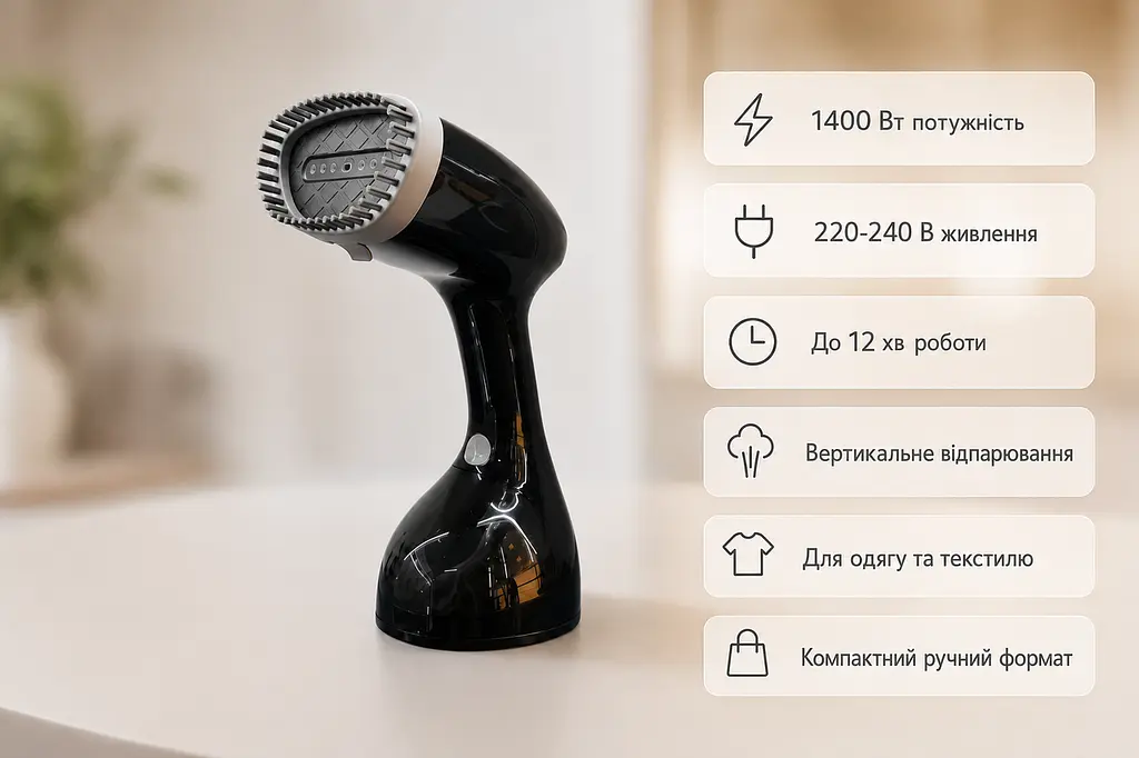 Відпарювач ручний Handheld Streamer RL-2408 1400 Вт / Парова праска / Відпарювач для одягу - фото 3