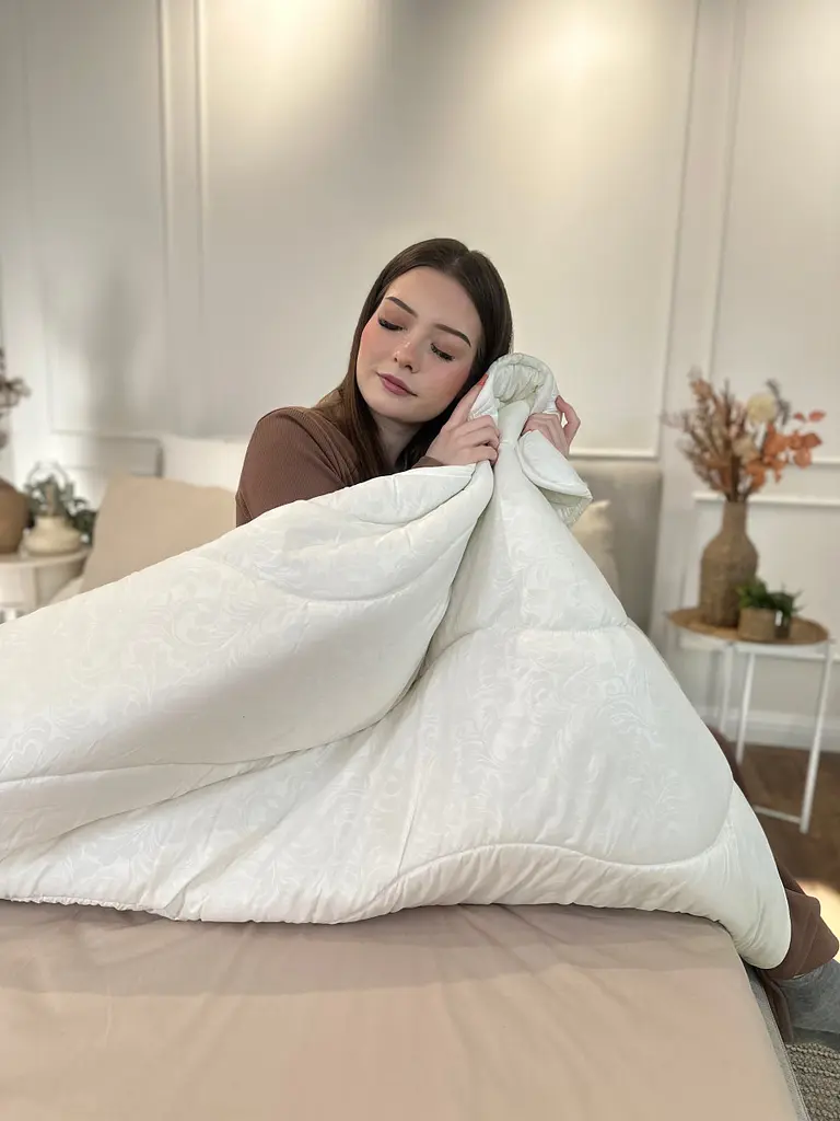 Ковдра двоспальна вовняна Viluta Comfort 21422 170x210 см бежева - фото 8