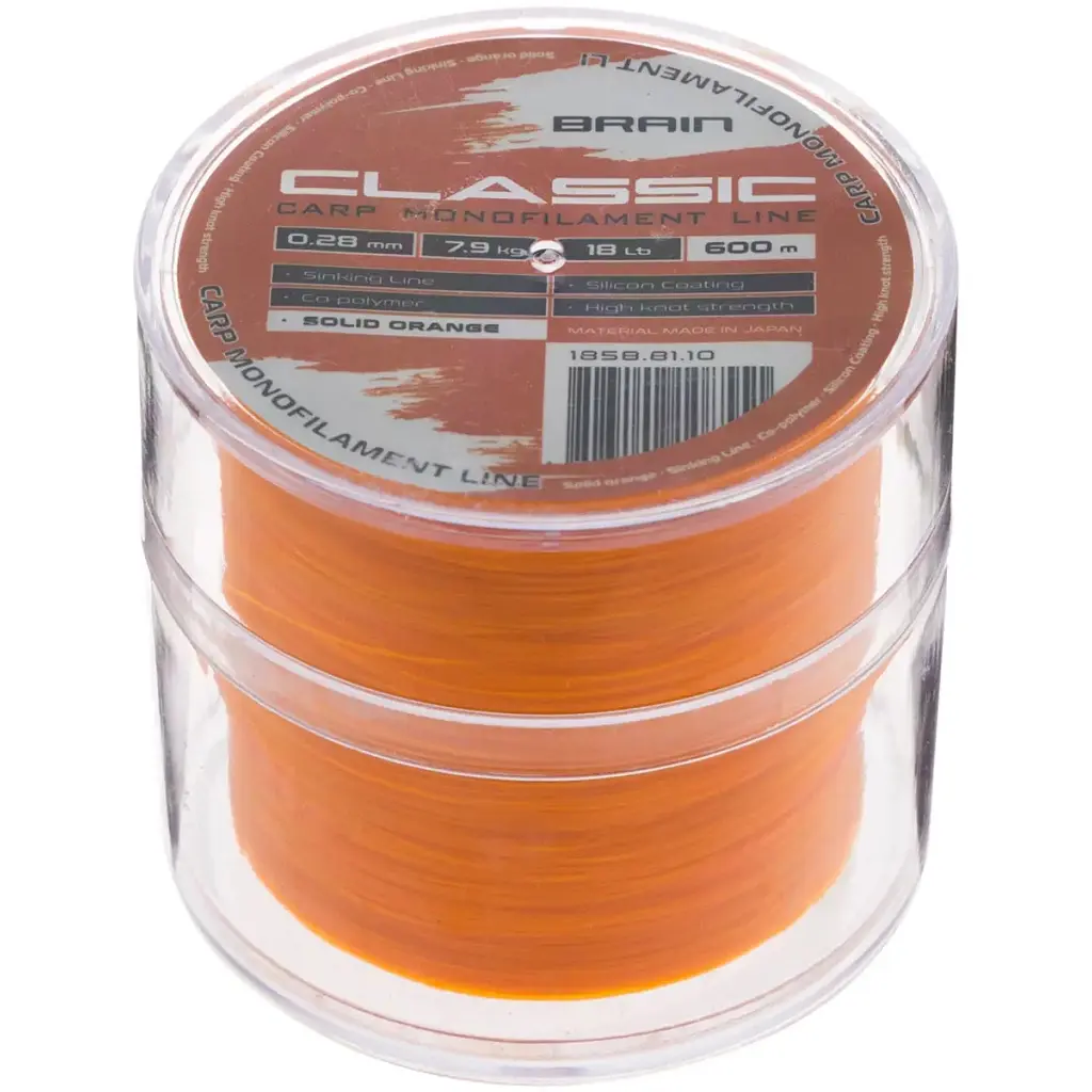 Волосінь Brain Classic Carp Line (solid orange) 600m 0.28mm 18lb 7.9kg (1858.81.10) - фото 2