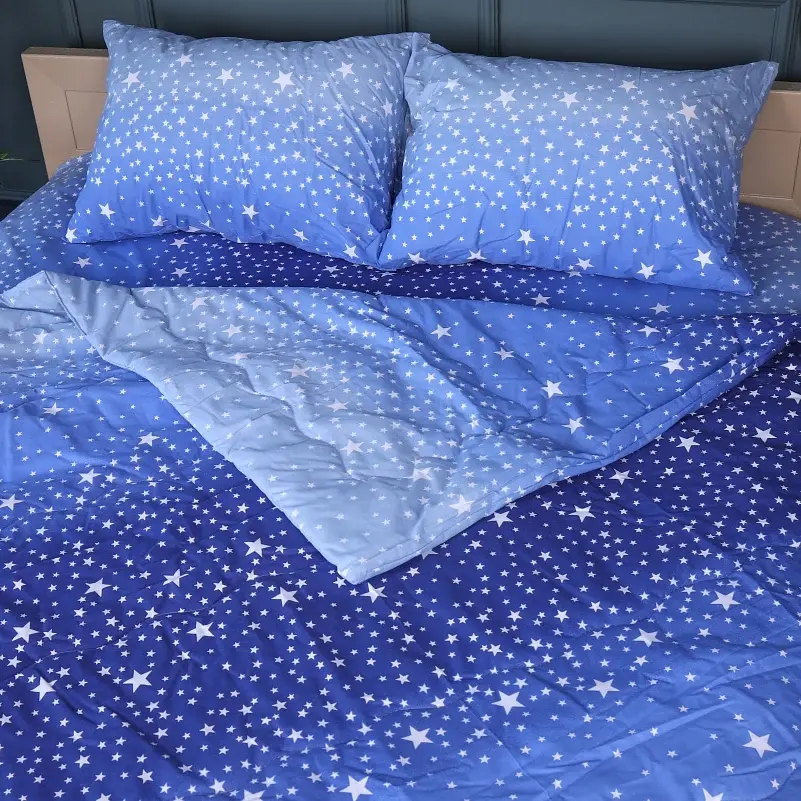 Літній постільний комплект MirSon №2940 Сolor Fun Line Milky Way Вовна 155х215 см синій (2200010963632) - фото 4