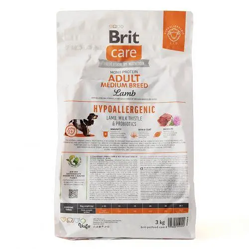 Сухий корм Brit Care Dog Hypoallergenic Adult Medium Breed для собак середніх порід, гіпоалергенний з ягням, 3 кг - фото 5