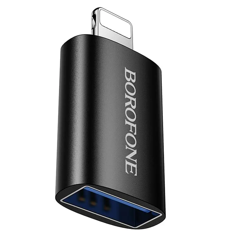 Переходник Borofone BV26 Lightning Male to USB Female USB 2.0 Черный - фото 5