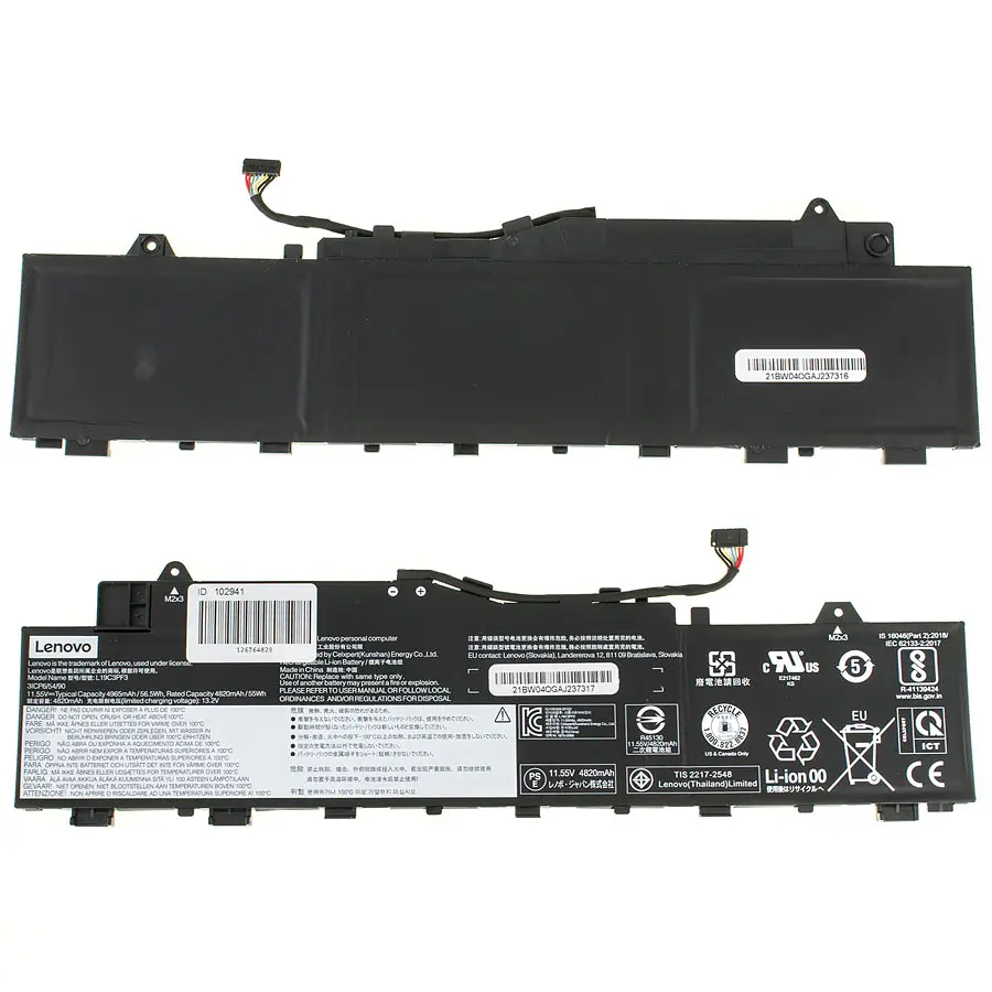 Батарея для ноутбука Lenovo L19M3PF4 (IdeaPad 5 14ARE05, 5 14ITL05, 5 14ALC05) 11.52V 4955 mAh 56.5Wh Black (5B10W86939) - фото 2