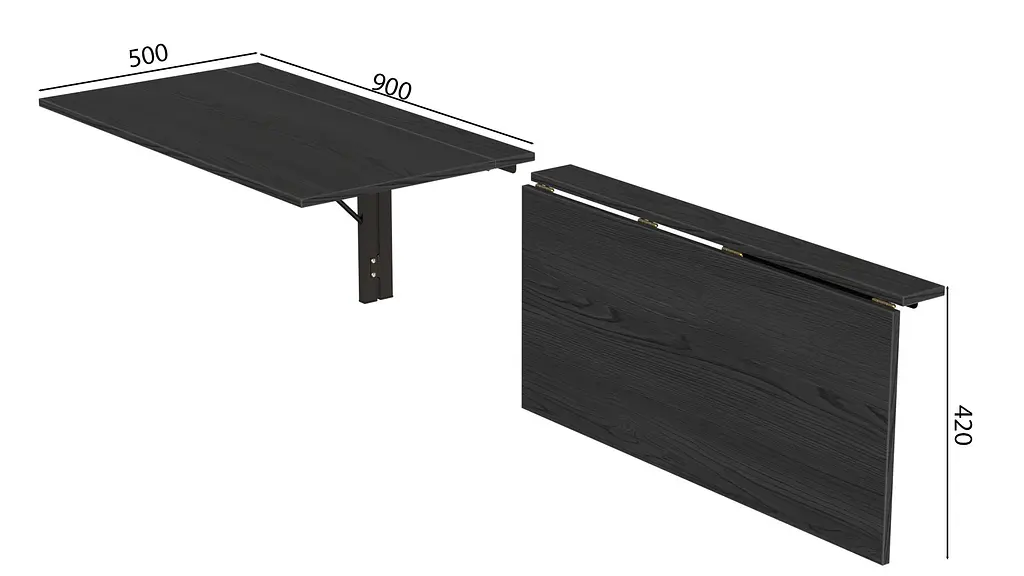 Обідній стіл-трансформер Ніка настінний Ferrum-decor 420x900x500 Чорний метал ДСП Сосна Кембра 16 мм (FRD-105166) - фото 7