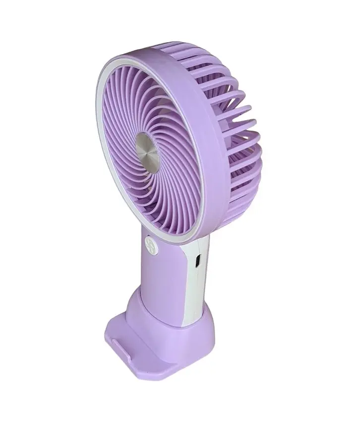 Вентилятор ручний акумуляторний з підставкою для телефону Mini Fan HX09-1 Бузковий з білим - фото 2